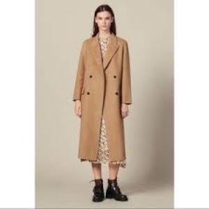 Sandro Ims camel double breasted coat